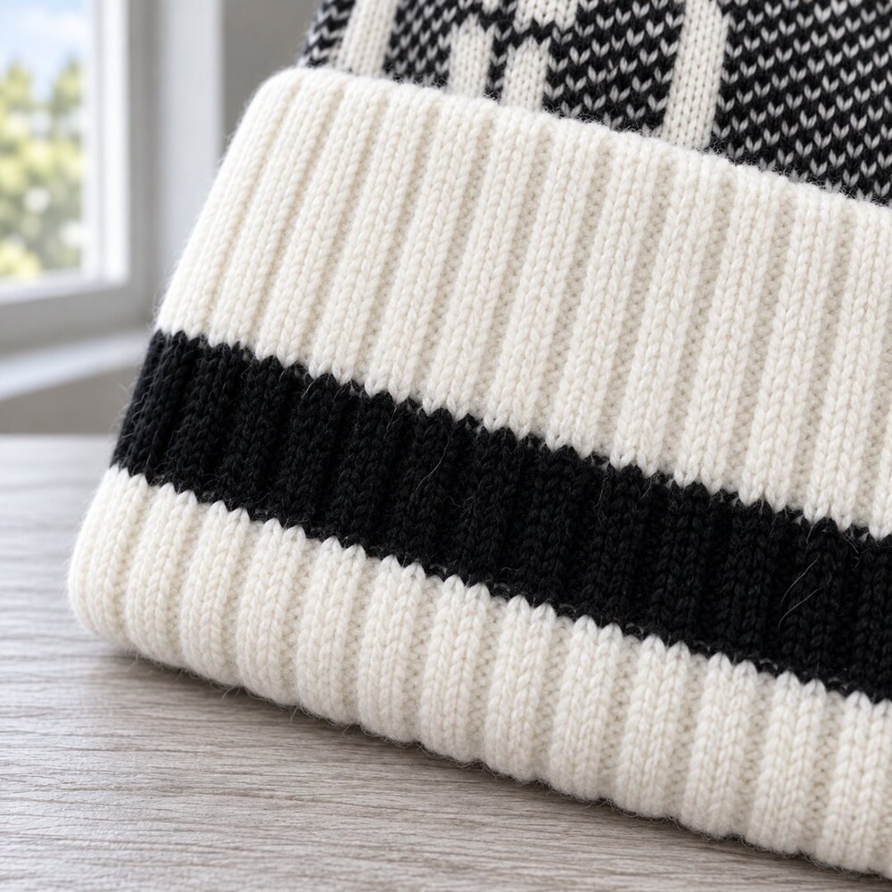 Gucci Black & Ivory GG Knit Beanie - Picture 6 of 6
